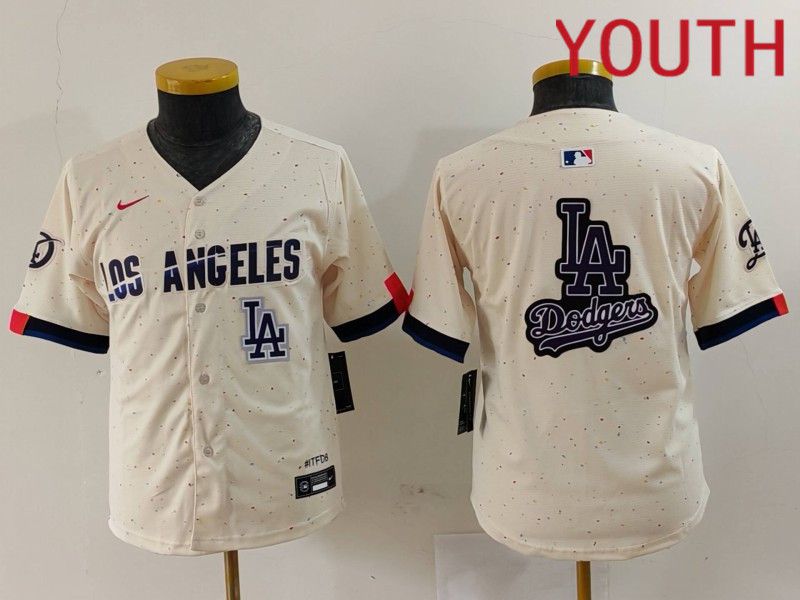 Youth Los Angeles Dodgers Blank Cream Fashion Nike Game MLB Jersey style 6297